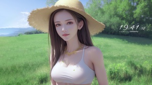 小清新戴帽子可爱女孩