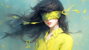 荧光柠黄蒙眼少女