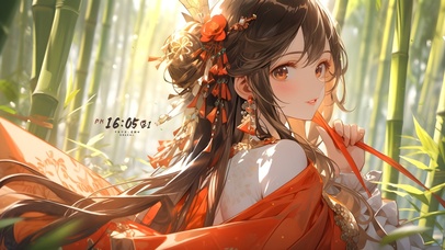 文艺古风竹林少女