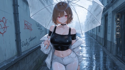 唯美雨天小巷少女