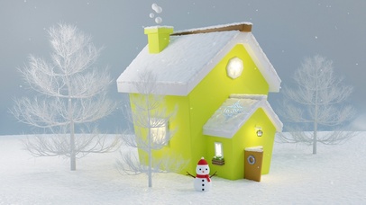 （免费）4K 冬季雪地温暖小屋