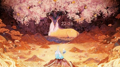 古风桃林神女仙鹿