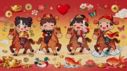 马上有钱、马上有福、马上开心、