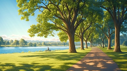 绿色护眼阳光河畔公园