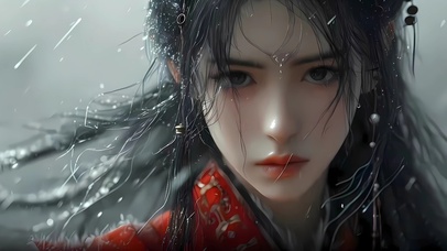 雨中美女