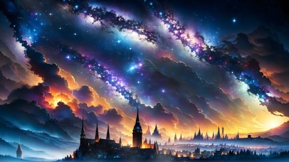 4K高清壁纸银河系星空下的城堡