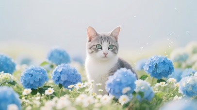 花海中的猫咪