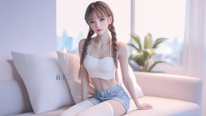 清纯马尾白丝少女