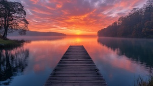 湖岸夕照