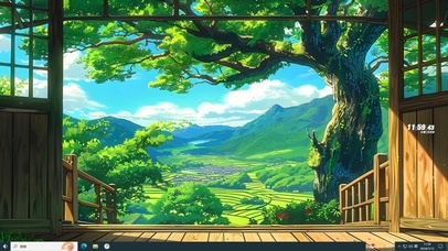 绿色白云阳光森林