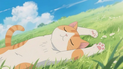 草地慵懒橘猫