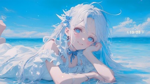 可爱海滩少女