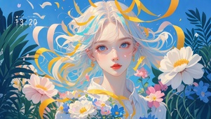 4K 绚烂花间女孩