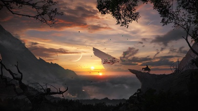 4K夕阳孤峰
