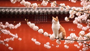 樱花树上猫咪