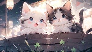 夜晚可爱小猫