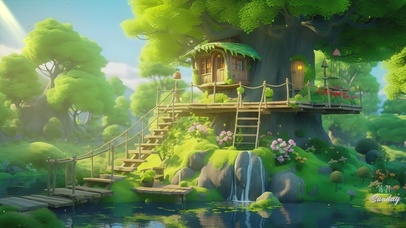 4K唯美梦幻树屋