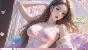 窗外落花少女