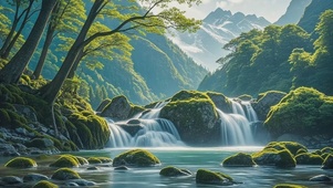 治愈溪水风景 