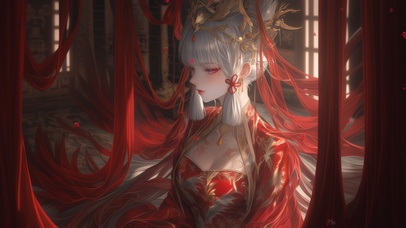 雪墨壁纸丨神里绫华丨红嫁衣丨