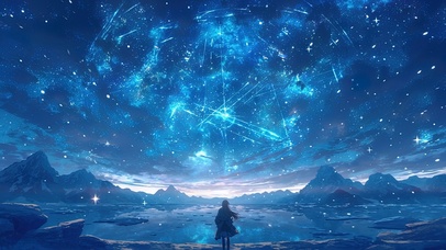 观察神秘星云的少女