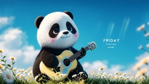 弹吉他熊猫