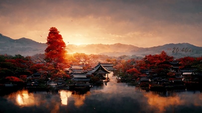 唯美秋季枫林古镇