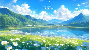 湖光花色