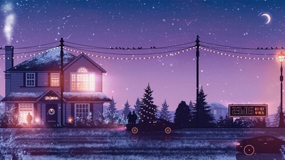 4K唯美治愈动漫街道雪景