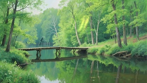 绿色护眼森林木桥