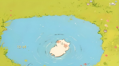 草地泳池小猫