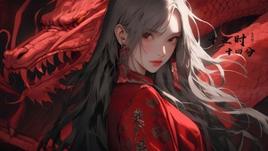 红衣御龙少女	