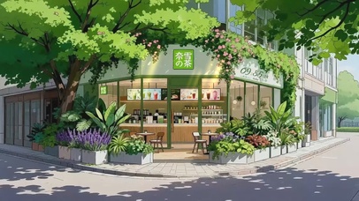 清新街角奶茶店