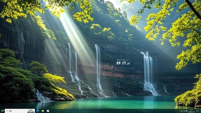 自然护眼高山瀑布主题