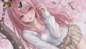 樱花树下的少女