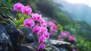 悬崖巍峨兰花