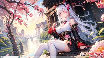 4k桃花河畔银发白丝性感美少女