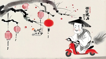 国风水墨打工人向前冲