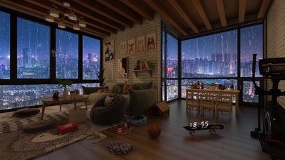 高级公寓室内看雨