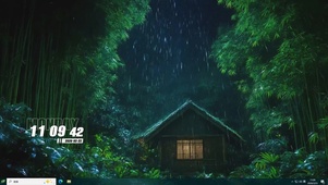 护眼雨天竹林景色桌面主题