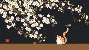 夜树下的猫咪