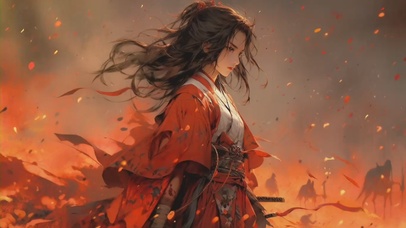 水墨风美女剑客