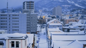 4k唯美治愈城市雪景