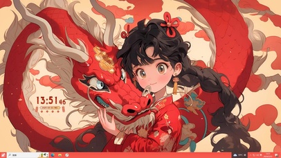 4K国潮古风萌龙少女主题