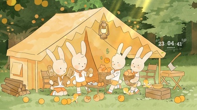 治愈温馨可爱小兔野营