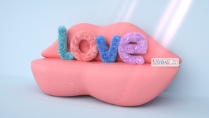 简约立体毛绒love