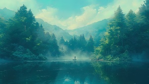 绿色护眼山林湖泊