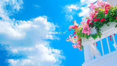 唯美蓝天下鲜花