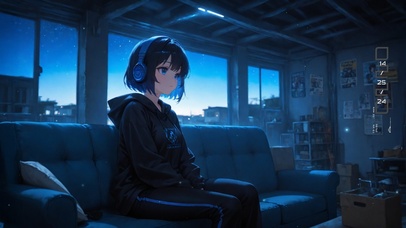 唯美房间夜晚少女