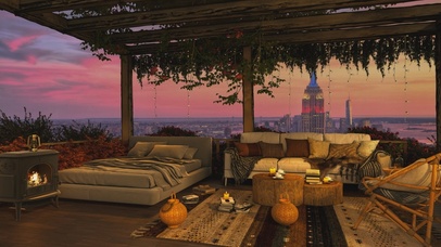 唯美治愈城市天台夜景